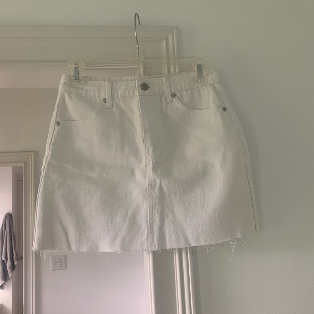 White Denim Mini Skirt